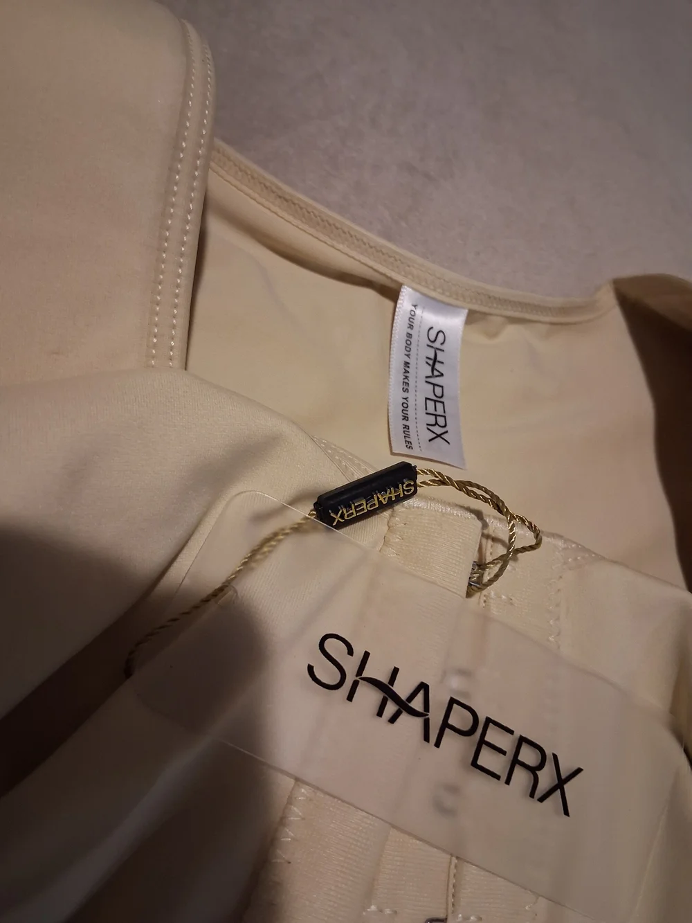 Full-Body Sculpting Shapewear Bodysuit with 3/4 Sleeves - Beige